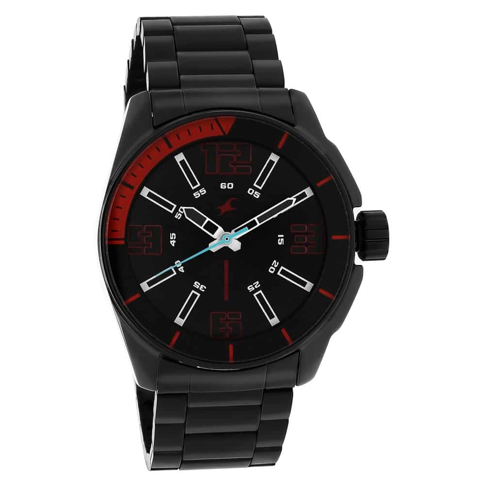 NR3089NM02 BLACK DIAL STAINLESS STEEL STRAP WATCH - Kamal Watch Company