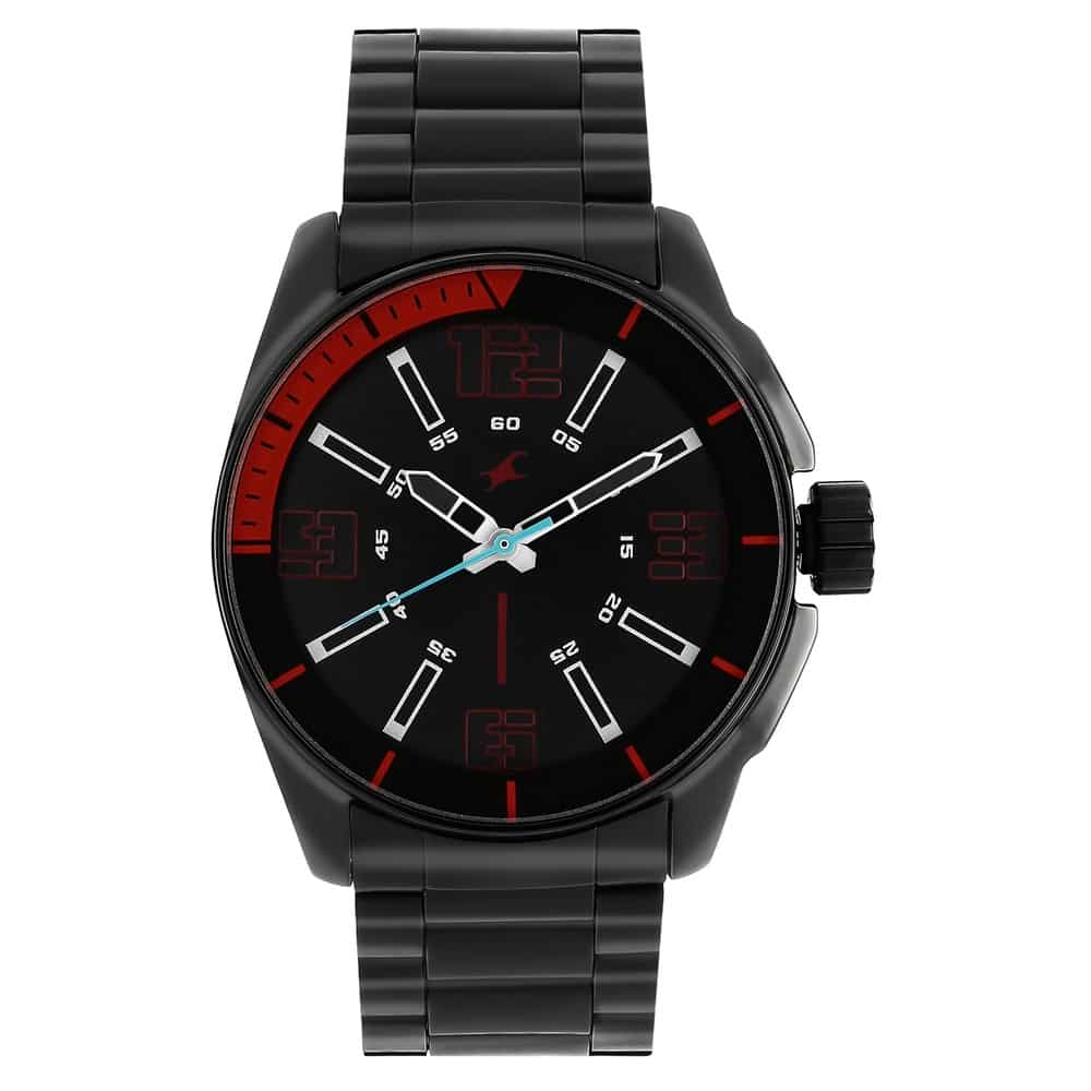 NR3089NM02 BLACK DIAL STAINLESS STEEL STRAP WATCH - Kamal Watch Company