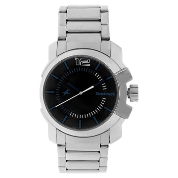 NR3097SM01 BLACK DIAL SILVER STAINLESS STEEL STRAP WATCH