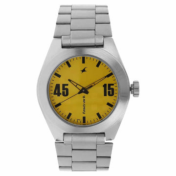 3110SM04 CHECKMATE YELLOW DIAL STAINLESS STEEL STRAP WATCH