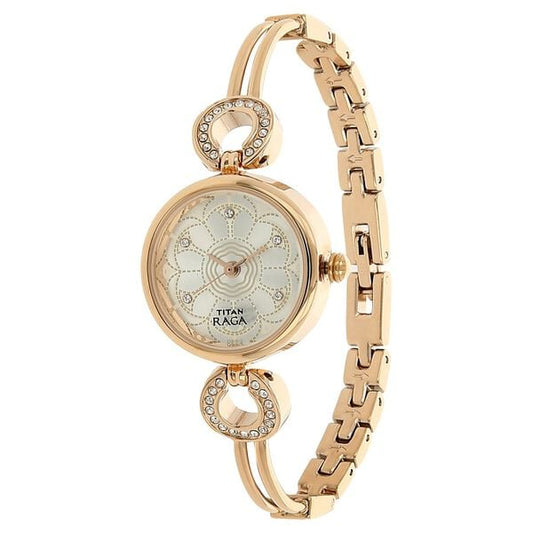 Titan Raga Weaves Silver Dial Women Watch With Metal Strap