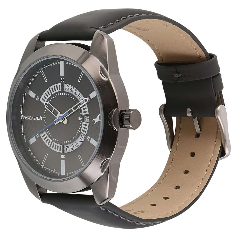 NR3123QL01 ALL NIGHTERS BLACK DIAL LEATHER STRAP WATCH - Kamal Watch Company