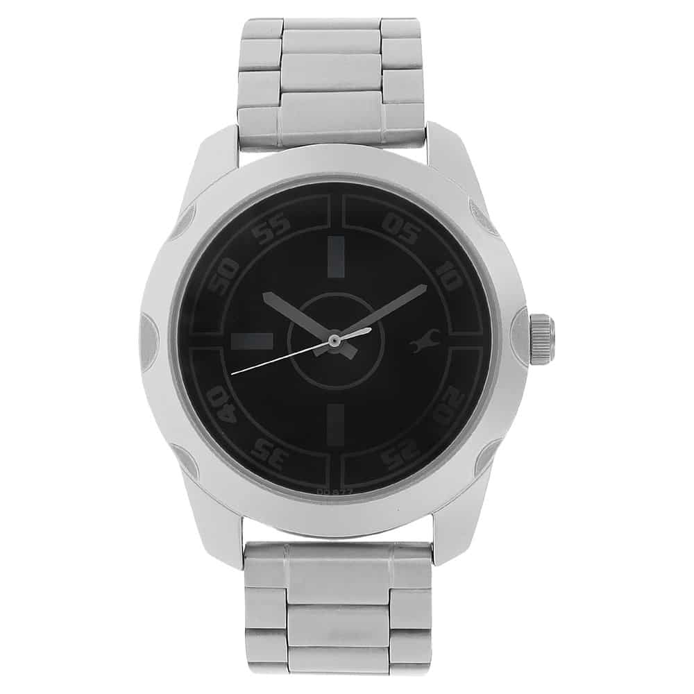 NR3123SM01 BLACK DIAL SILVER STAINLESS STEEL STRAP WATCH