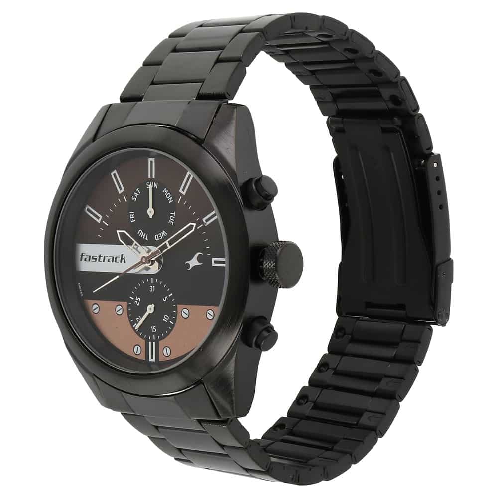 NR3165NM01 ALL NIGHTERS BROWN DIAL METAL STRAP WATCH - Kamal Watch Company