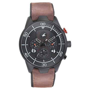 NR3195AP01 ALL NIGHTERS BLACK DIAL LEATHER STRAP WATCH
