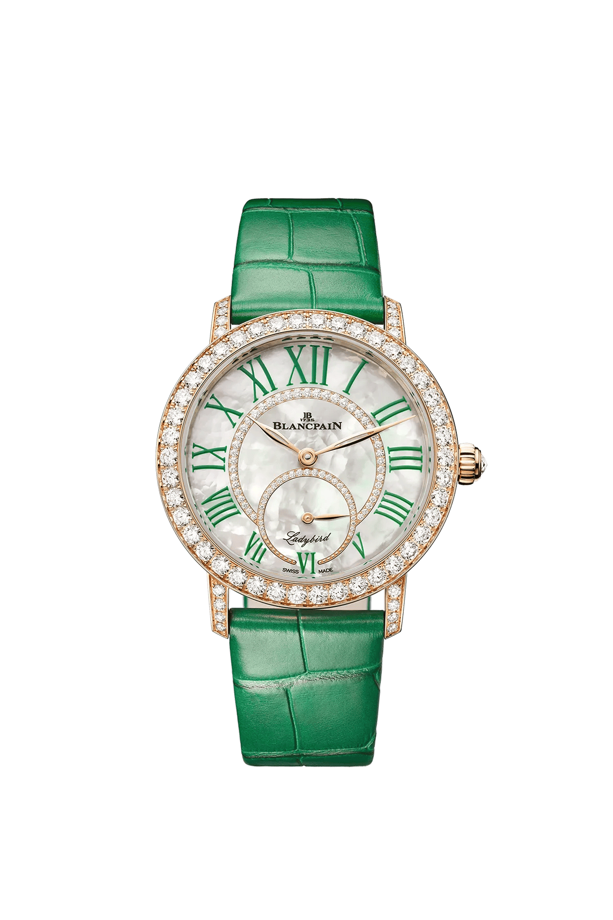 Blancpain Ladybird Colors 3661A-2954-55B 34.9 mm Red Gold Mother-of-Pearl Diamond Dial Watch for Women