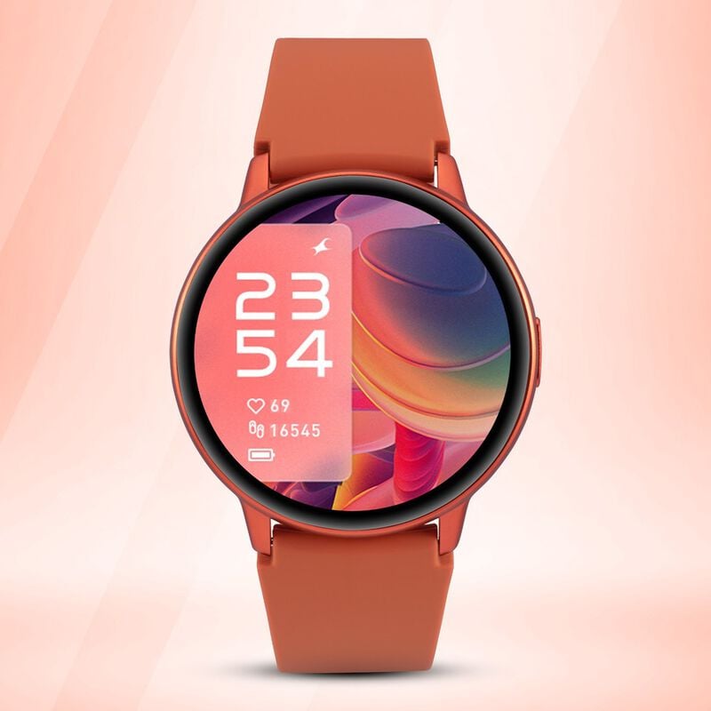 38074AP02 Reflex Play- Smart Watch with Orange Strap, Amoled Display, Health Suite, In-Built Games, & Period Tracker
