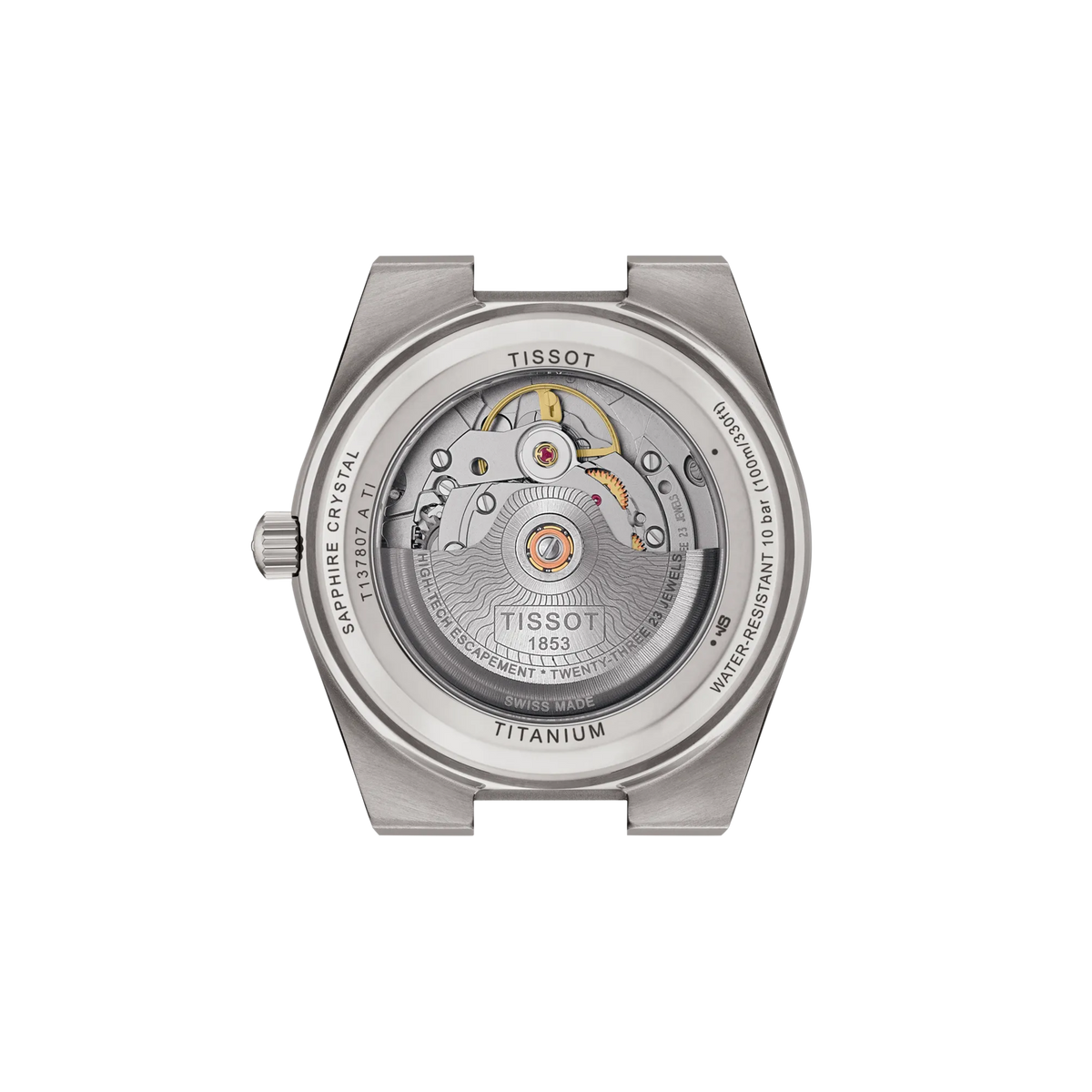 Tissot PRX Titanium 38mm T137.807.44.041.00 Unisex Watch - case-back view