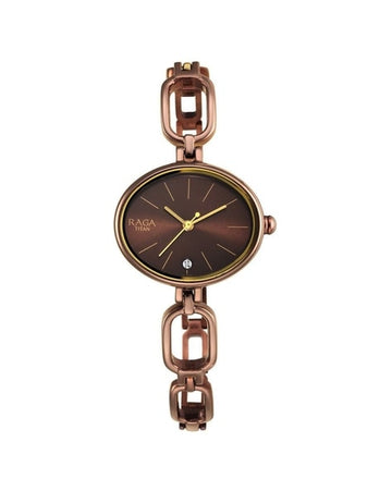 Titan Raga NS2667QM01 Viva Brown Dial Analog Metal Strap Watch for Women