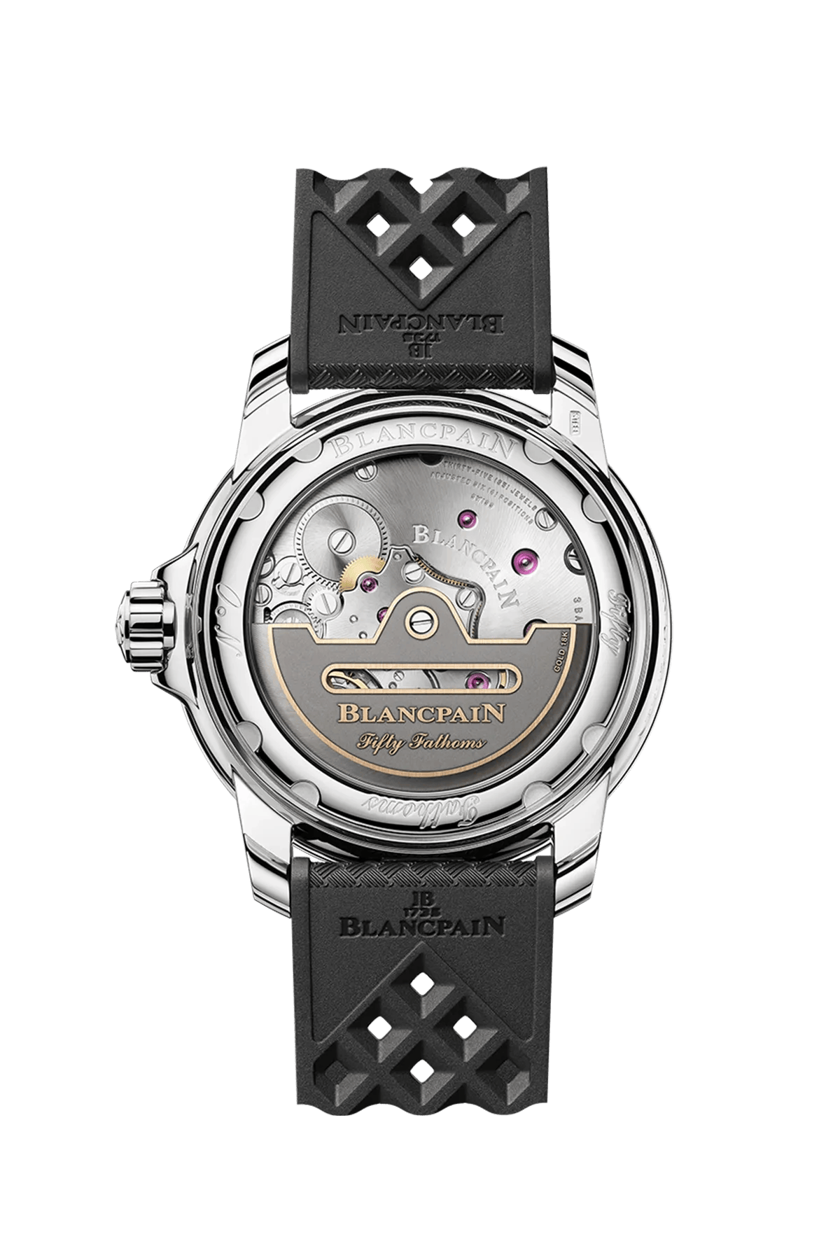 Blancpain Fifty Fathoms Automatique 5010-1130-B64B – sapphire caseback showing calibre 1315