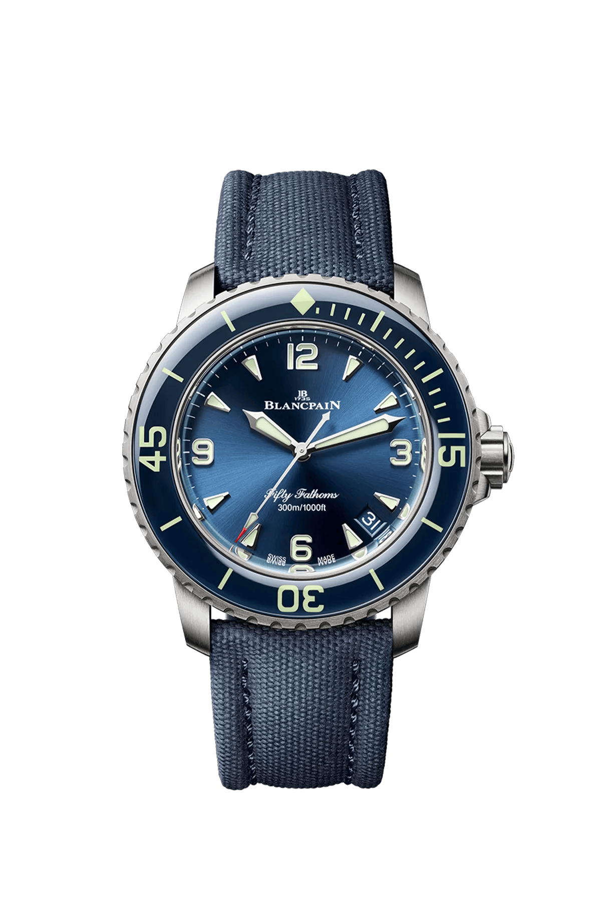Blancpain Fifty Fathoms Automatique 5010-12B40-O52B 42.3 mm Titanium Blue Dial Watch for Men