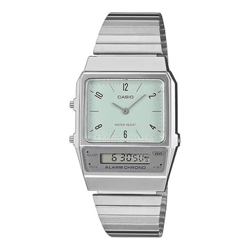 Casio Vintage Unisex Quartz Green Dial Analog-Digital Stainless Steel Watch D362