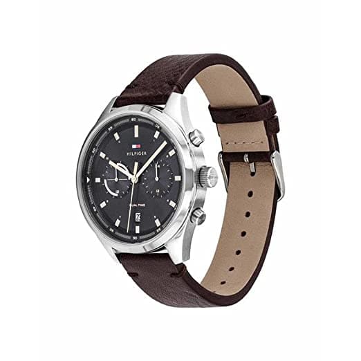 Tommy Hilfiger Mens 44 mm Grey Dial Leather Analog Watch - NCTH1791729W - Kamal Watch Company