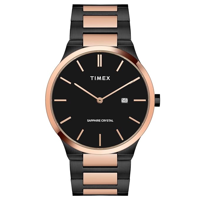 TIMEX Men Stainless Steel Black Round Analog Dial Watch- Tweg23601
