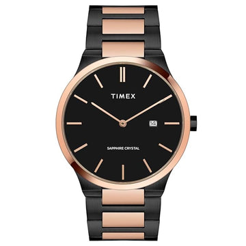 TIMEX Men Stainless Steel Black Round Analog Dial Watch- Tweg23601