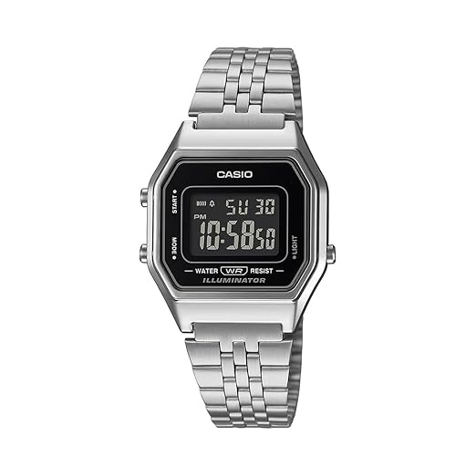 Casio Vintage Women Quartz Black Dial Digital Stainless Steel Watch D408