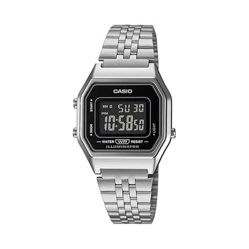 Casio Vintage Women Quartz Black Dial Digital Stainless Steel Watch D408