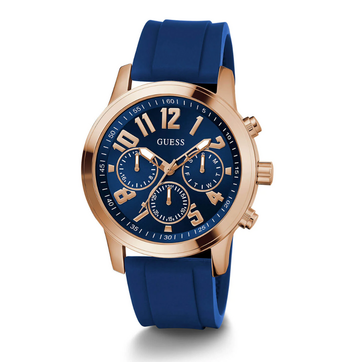 Gold Parker Navy Blue Silicone Watch GW0708G3