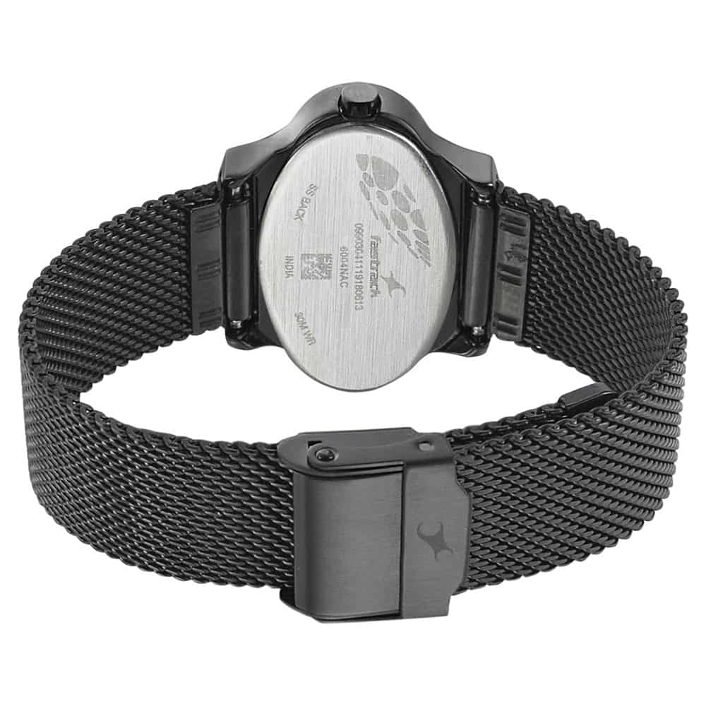 NR6004NM01 BLACK DIAL STAINLESS STEEL STRAP WATCH - Kamal Watch Company