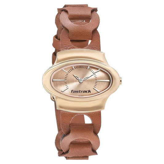 NR6004WL01 ROSE GOLD DIAL LEATHER STRAP WATCH - Kamal Watch Company