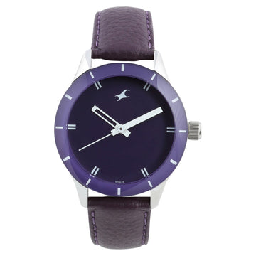 Fastrack NJ6078SL05C Quartz Analog Purple Dial Leather Strap Watch for Women