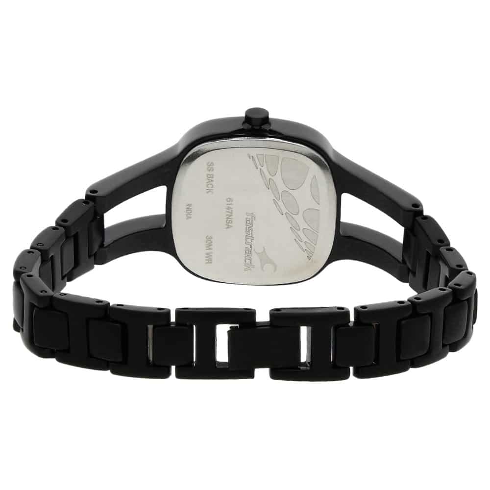 NR6147NM02 BLACK DIAL BLACK METAL STRAP WATCH - Kamal Watch Company