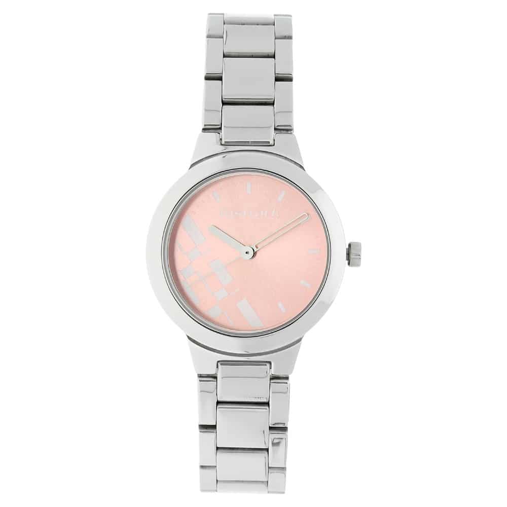 NR6150SM04 PINK DIAL SILVER STAINLESS STEEL STRAP WATCH - Kamal Watch Company