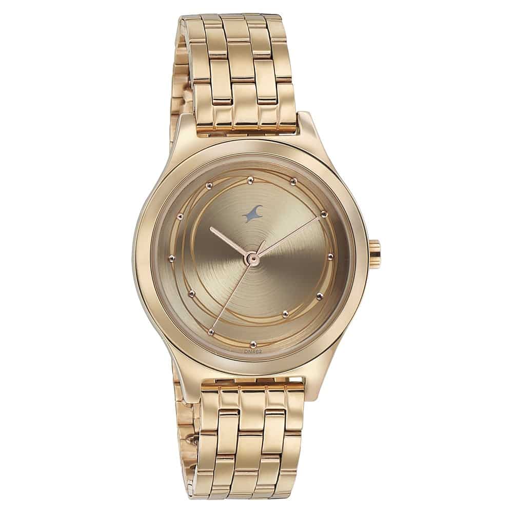 6152WM01 FASTRACK STYLE UP GOLDEN DIAL STAINLESS STEEL STRAP WATCH FOR GIRLS - Kamal Watch Company