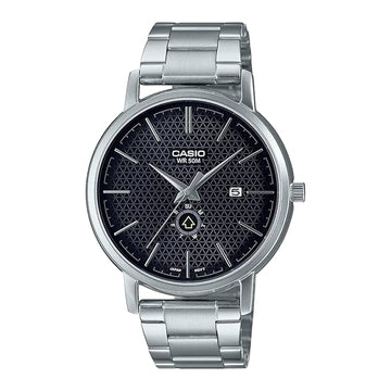 Casio Men Stainless Steel Analog Black Dial Watch-Mtp-B125D-1Avdf, Band Color-Silver
