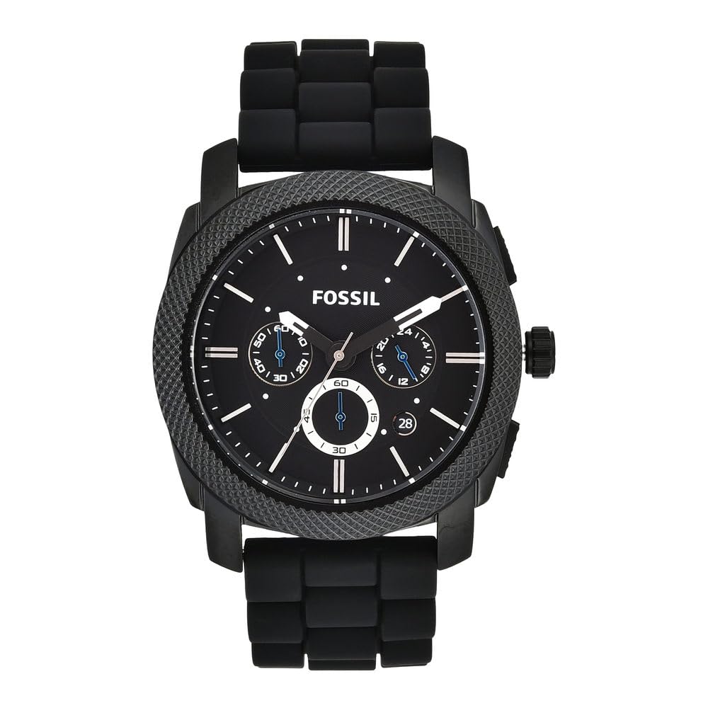 Fossil Fs4487 Silicone Machine Chronograph Black Dial for Men