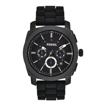 Fossil Fs4487 Silicone Machine Chronograph Black Dial for Men