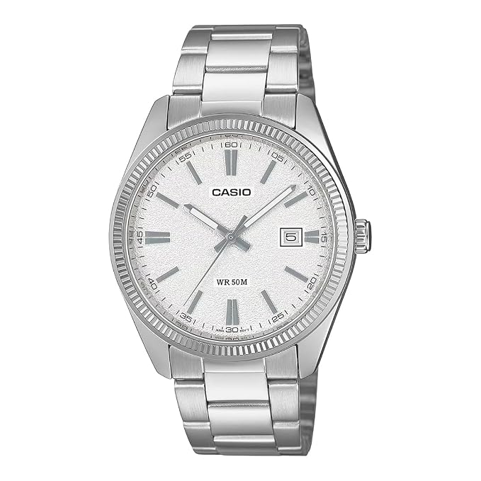 Casio Enticer Men Quartz White Dial Analog Stainless Steel Watch A2488