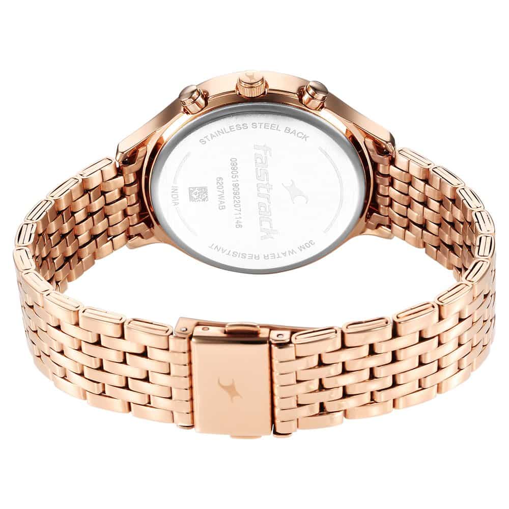 NR6207WM02 STYLE UP ROSE GOLD DIAL STAINLESS STEEL STRAP WATCH FOR GIRLS - Kamal Watch Company