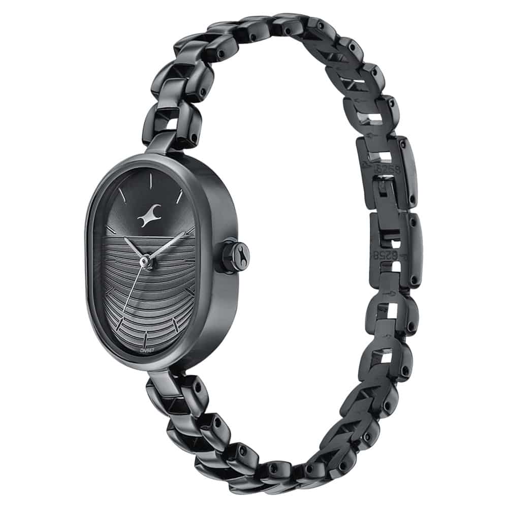 6258NM01 FASTRACK STYLE UP BLACK DIAL METAL STRAP WATCH FOR GIRLS - Kamal Watch Company