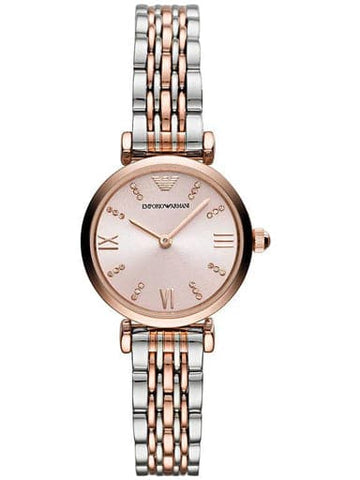 Emporio Armani Gianni T-Bar Round Analog Pink Dial Ladies Watch - Kamal Watch Company