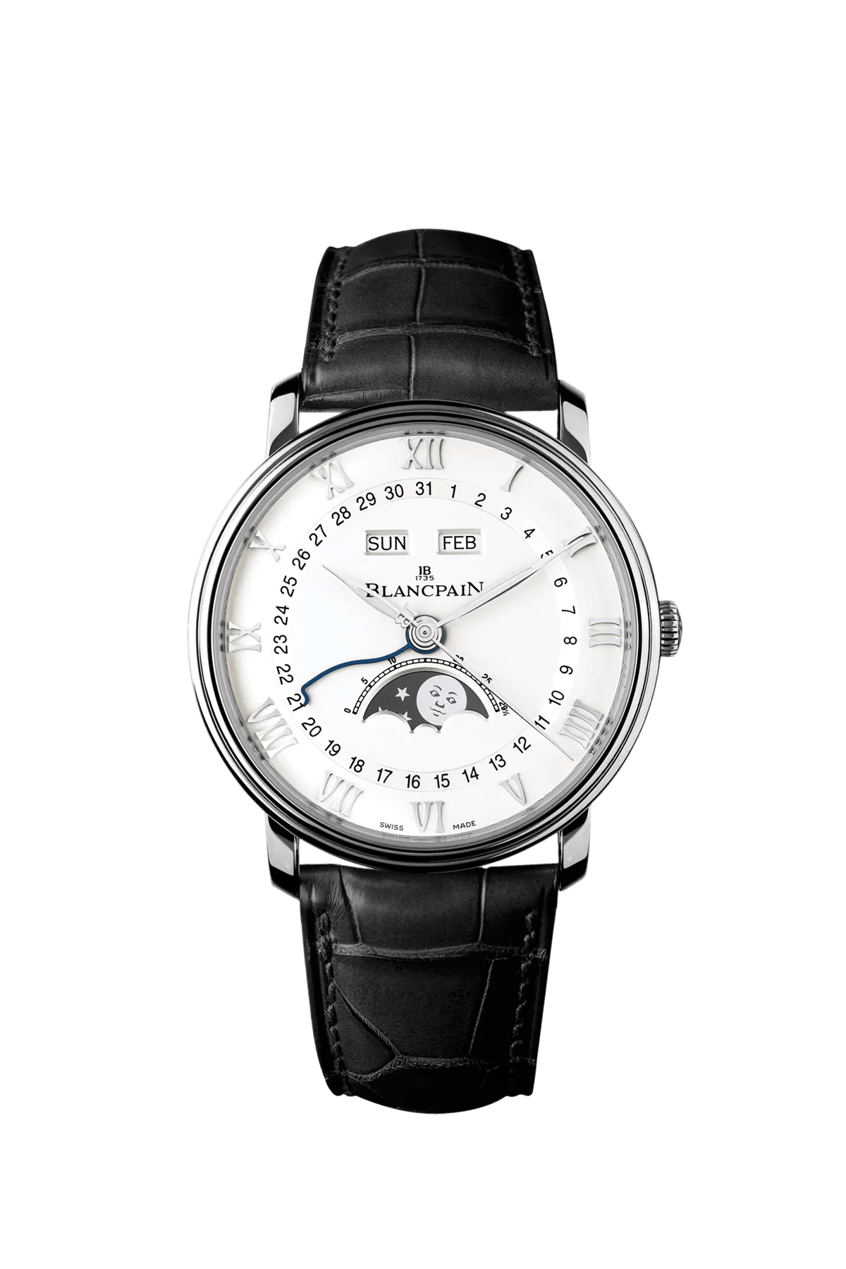 Blancpain Villeret Quantième Complet Phases de Lune 6654-1127-55B 40 mm Steel White Dial Watch for Men