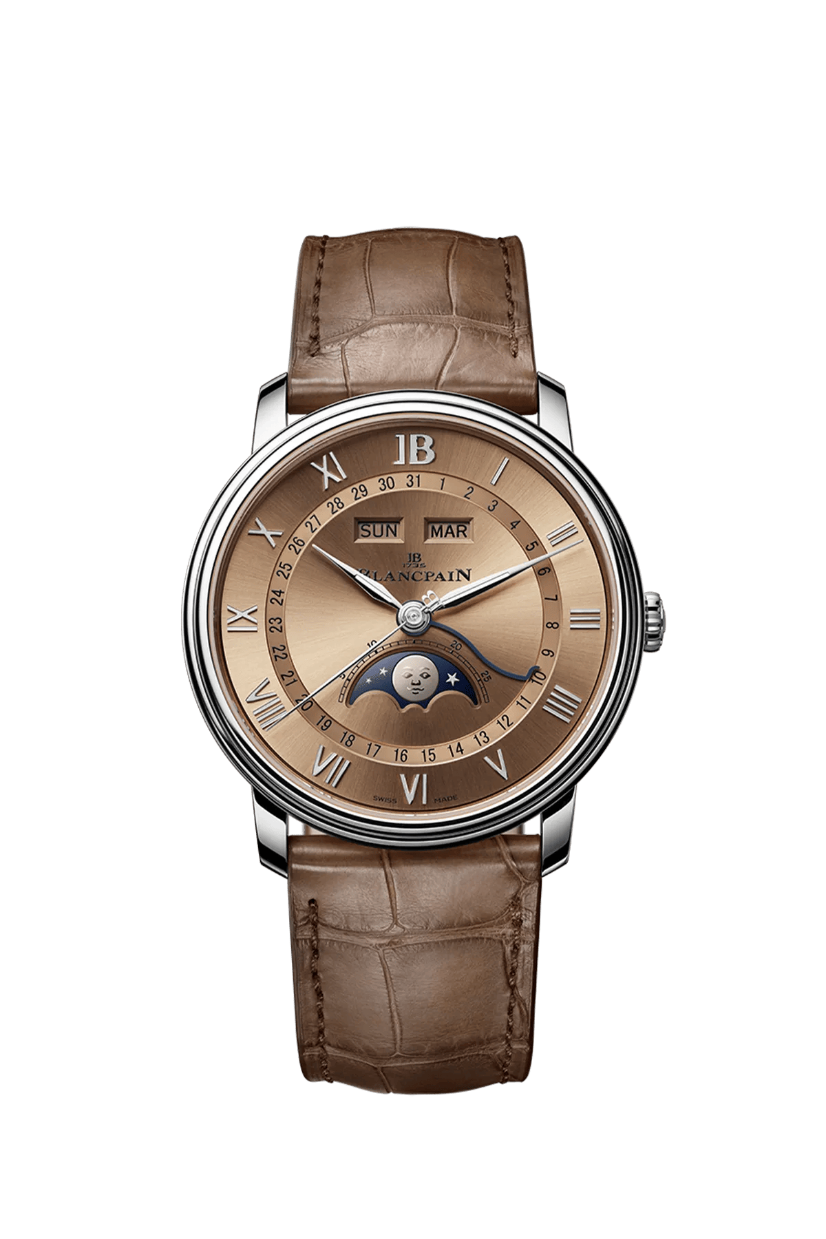 Blancpain Villeret Quantième Complet 6654N-1146-55B 40.2 mm Steel Brown Dial Watch for Men