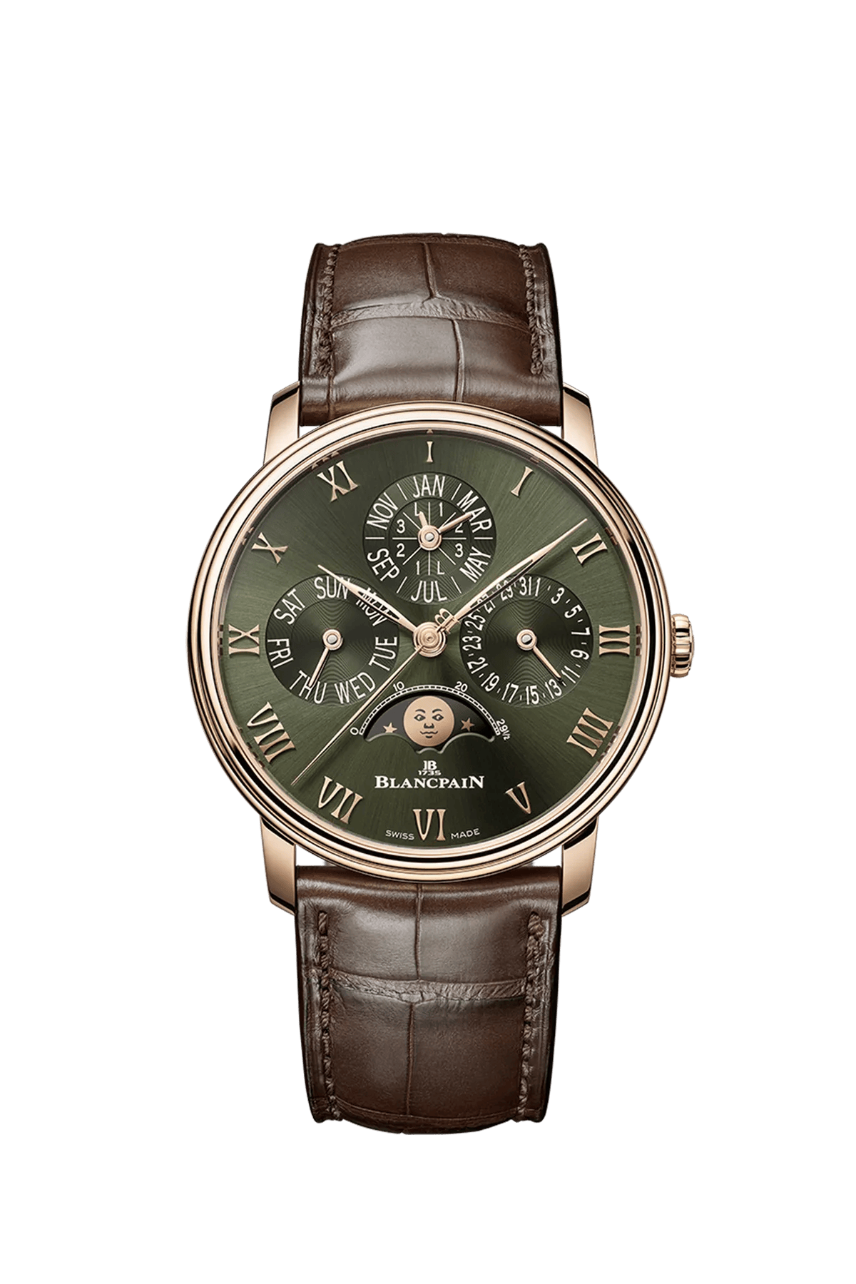 Blancpain Villeret Quantième Perpétuel 6656-3653-55B 40.3 mm Red Gold Green Dial Watch for Men