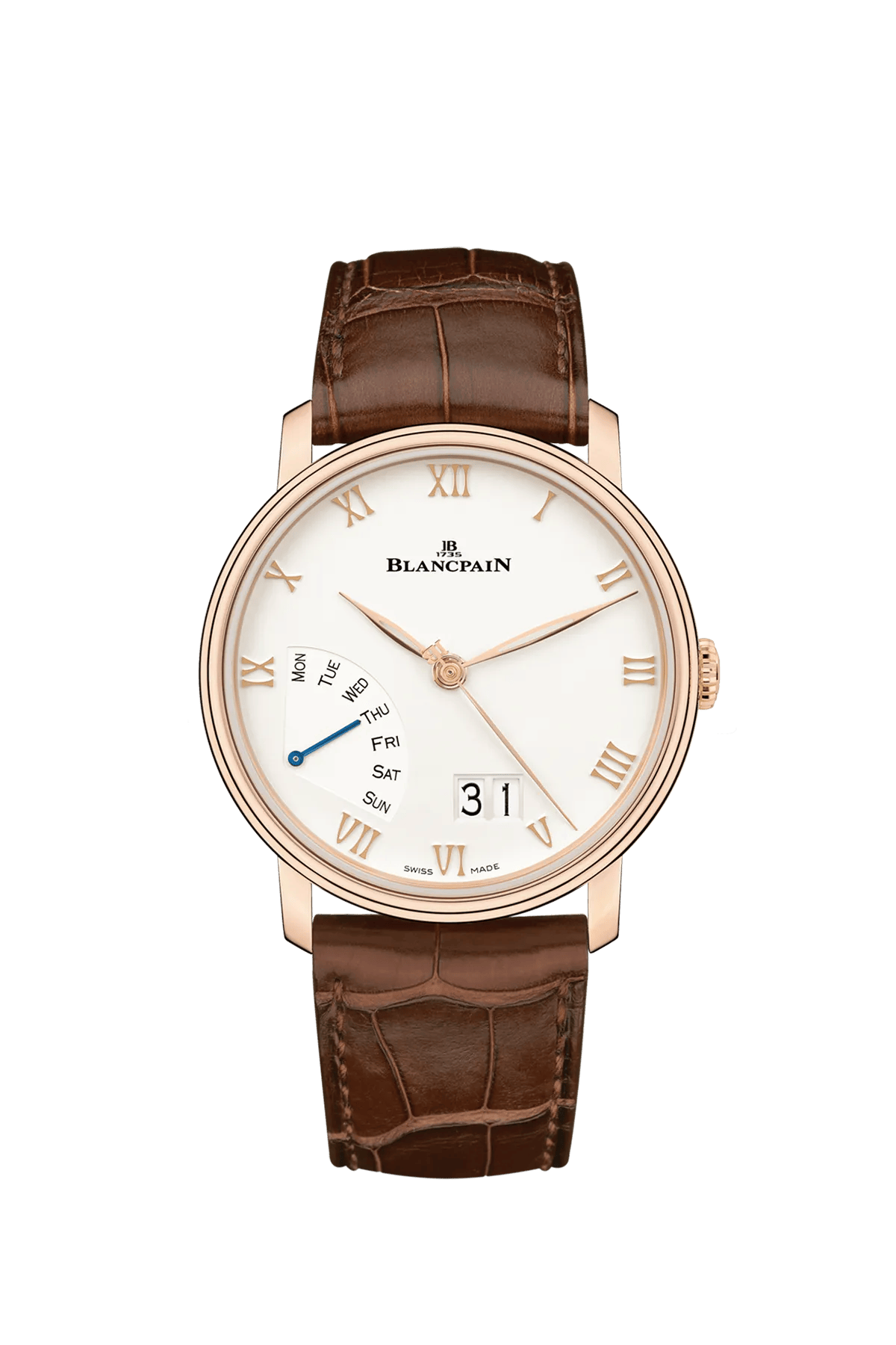 Blancpain Villeret Grande Date Jour Rétrograde 6668-3642-55B 40.5 mm Red Gold Opaline Dial Watch for Men