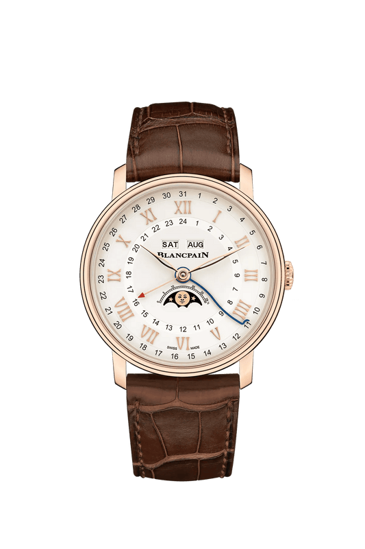 Blancpain Villeret Quantième Complet Phases de Lune GMT 6676-3642-55B – front view