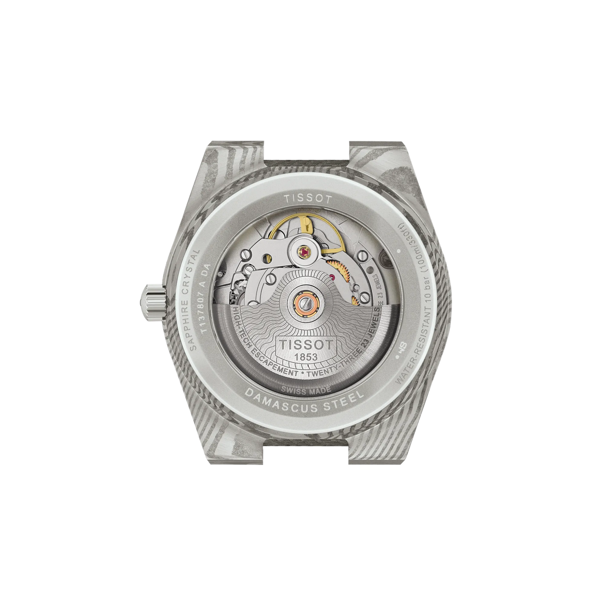 Tissot PRX Damascus Steel 38mm T137.807.96.081.00 Unisex Watch - case-back view