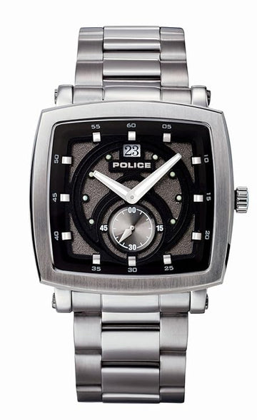 Police Men's PL-11599JS/02M Phalanx Rectangular Charcoal Dial Steel Watch