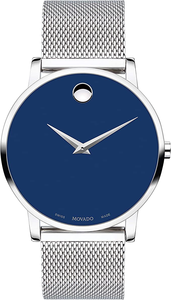 Movado Museum, Stainless Steel Case, Blue Dial, Stainless Steel Bracelet, Men, 0607349 - Kamal Watch Company