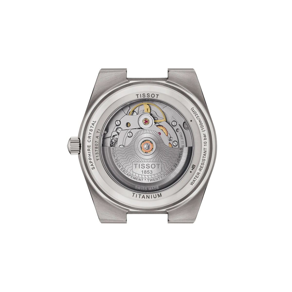 Tissot PRX Titanium 38mm T137.807.44.061.00 Unisex Watch - case-back view
