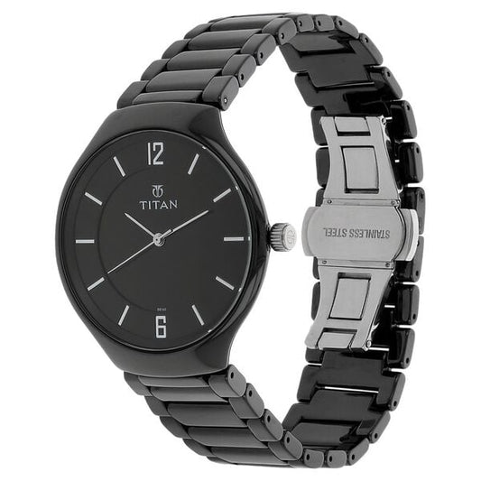 Titan Black Dial Analog Ceramic Strap Ceramic Strap Watch for Men