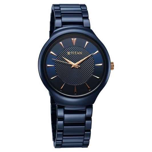Titan Regalia Ceramics Quartz Analog Blue Dial Blue Color Ceramic Strap Watch For Men