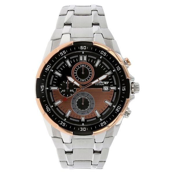 Titan Quartz Chronograph Black Dial Stainless Steel Strap Watch for Men