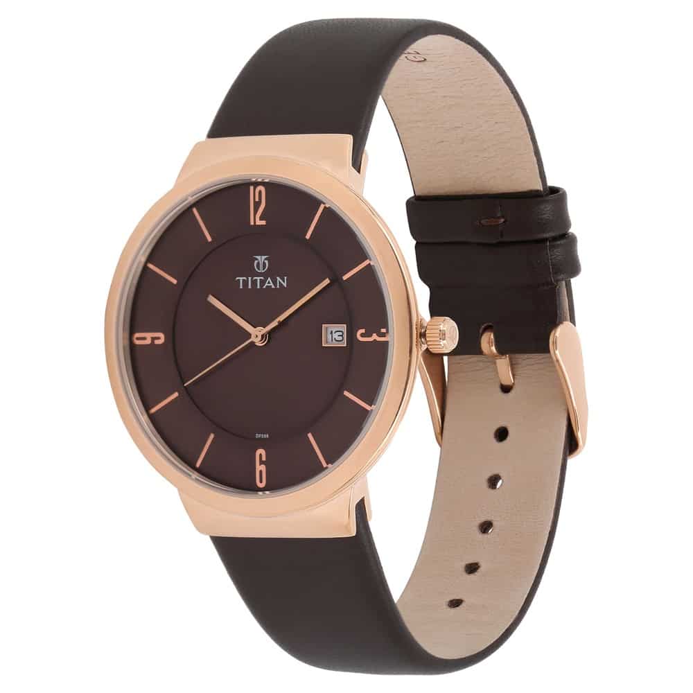 Brown Dial Black Leather Strap Watch 90053WL01J - Kamal Watch Company