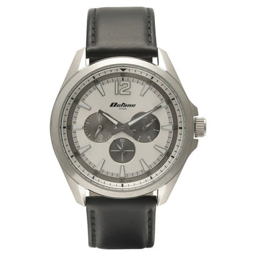 NP90124SL01 Titan Quartz Multifunction Silver Dial Leather Strap Watch for Men
