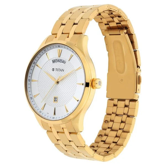 Titan NT90127YM01 Quartz Analog White Dial Men's Watch